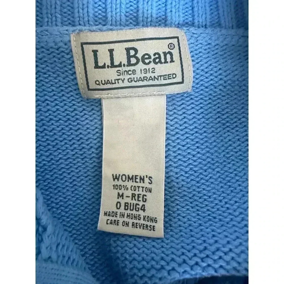 L.L. Bean Women’s Full Zip Sweater Jacket 100% Cotton Blue Size M - Picture 4 of 5